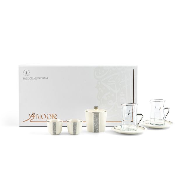 Tea And Arabic Coffee Set 19 pcs From Nour - Pearl