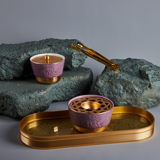 [AM1064] Incense Burner With Elegant Design Of 4 Pieces From Majlis - Purple