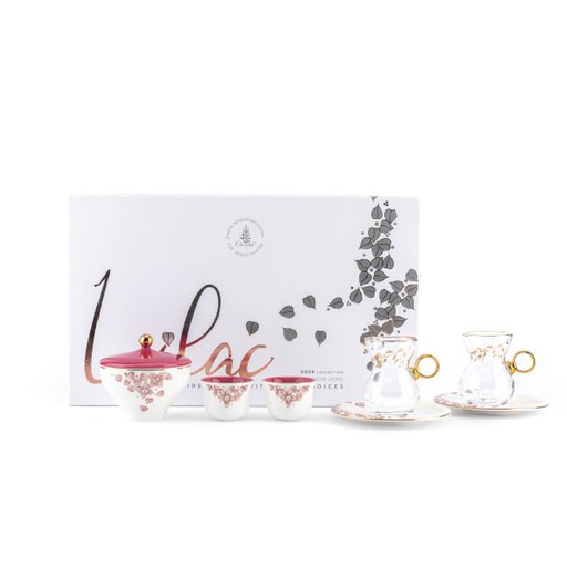 [ET1962] Tea And Arabic Coffee Set 19Pcs From Lilac - Pink