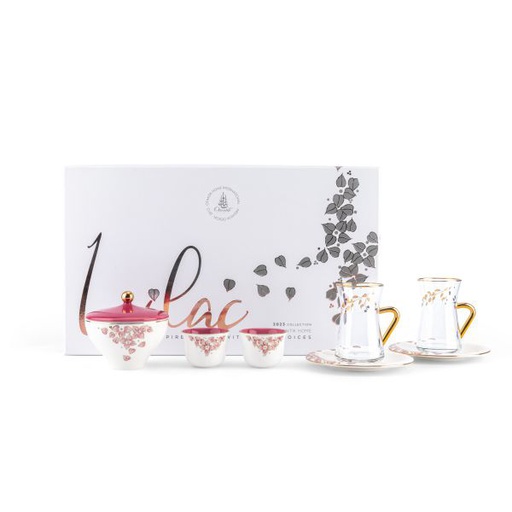 [ET1972] Tea And Arabic Coffee Set 19Pcs From Lilac - Pink