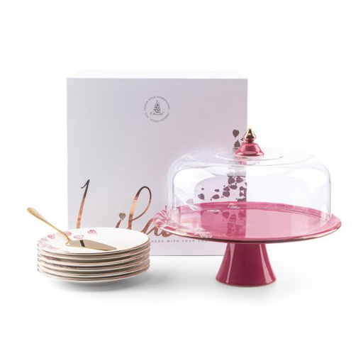 [ET1987] Cake  Serving Set 9Pcs From Lilac - Pink