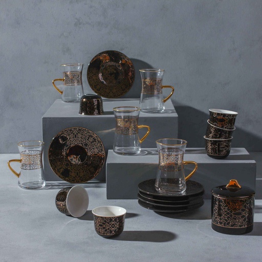 [ET1085] أبيض - طقم استكانات الشاي والقهوة العربية بتصميم فاخر من أناتوليا