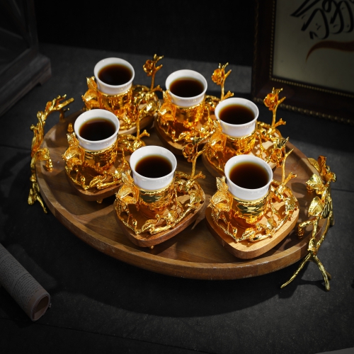 [F1031-3W GOLD] Gold - Turkish Coffee Sets From The Nature Core