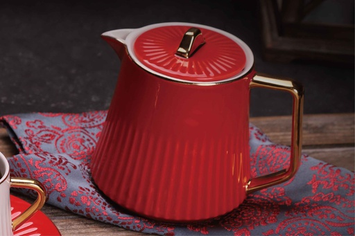 [FU1050] أحمر - ابريق شاي بتصميم فاخر من دايموند