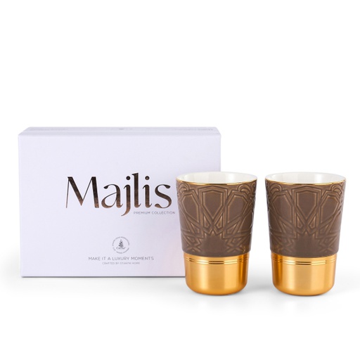 [AM1028] Cappuccino Set Of Two Cups From Majlis - Brown