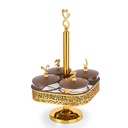 Stand For Serving Sweets 4 Bowls With Arabic Design From Joud - Brown